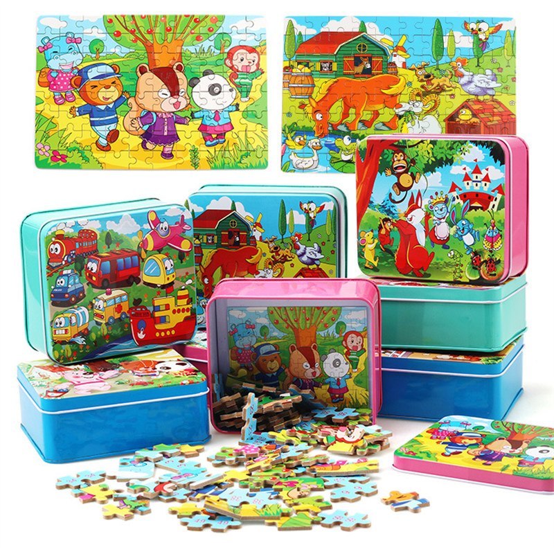 80PCS wooden educational animal puzzle