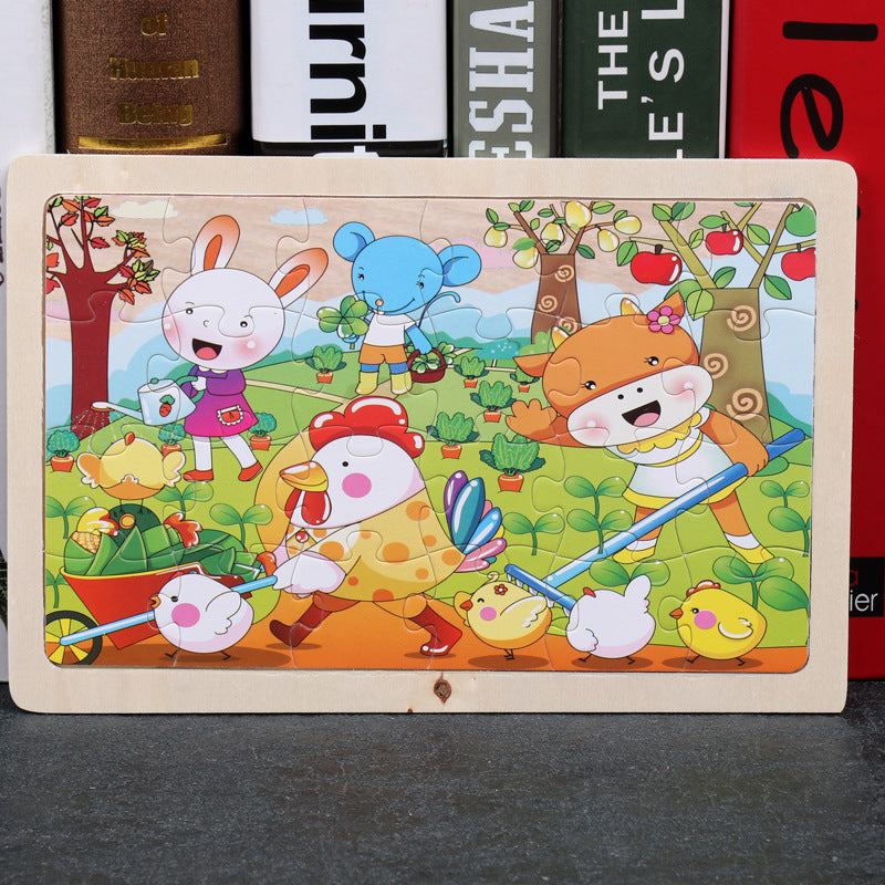 80PCS wooden educational animal puzzle