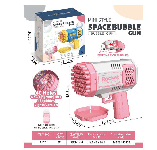 Bubble Gun Rocket 69 Holes Soap Bubbles Machine