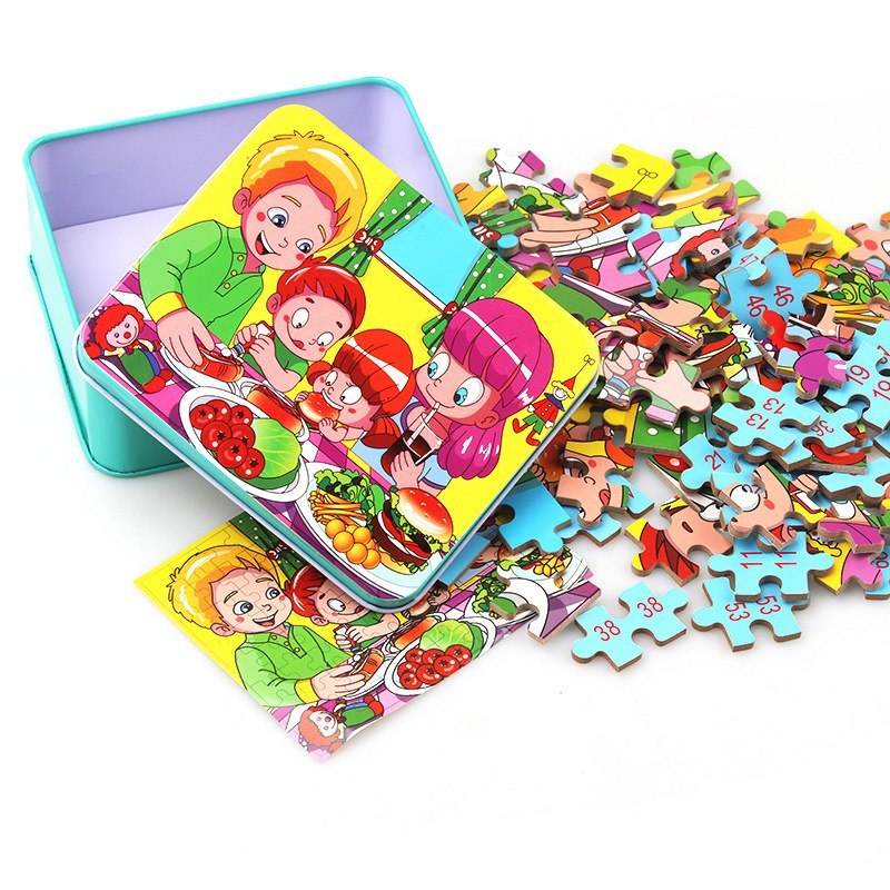 80PCS wooden educational animal puzzle