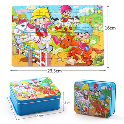 80PCS wooden educational animal puzzle