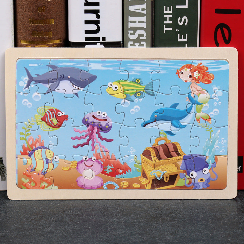 80PCS wooden educational animal puzzle