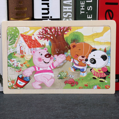 80PCS wooden educational animal puzzle