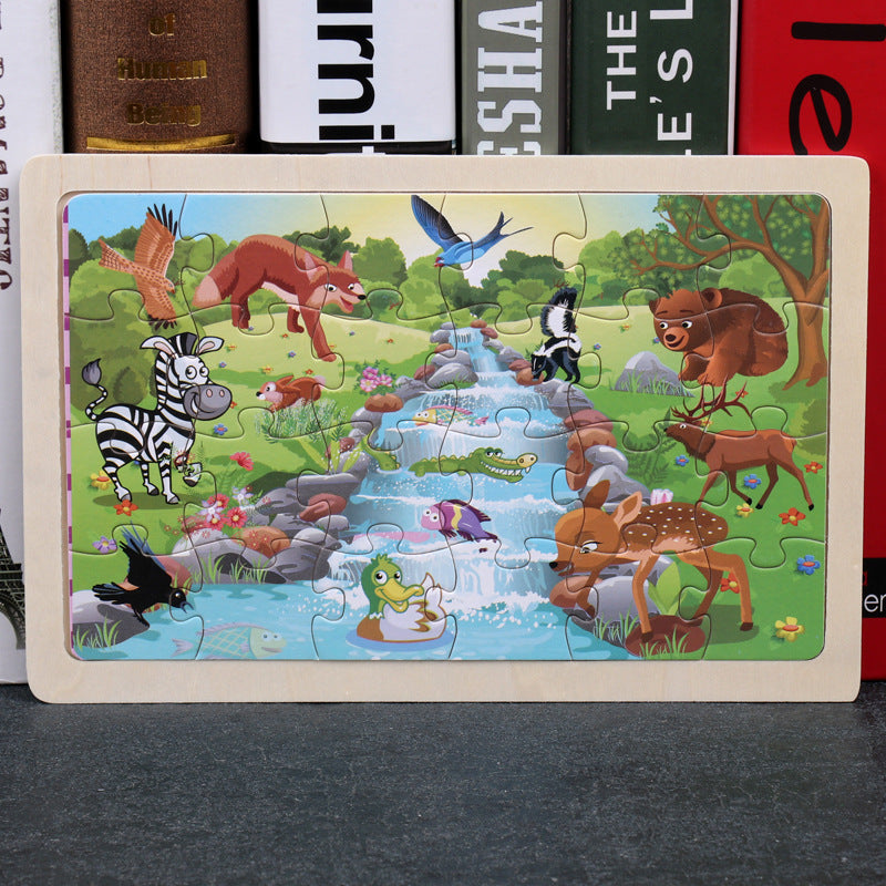 80PCS wooden educational animal puzzle