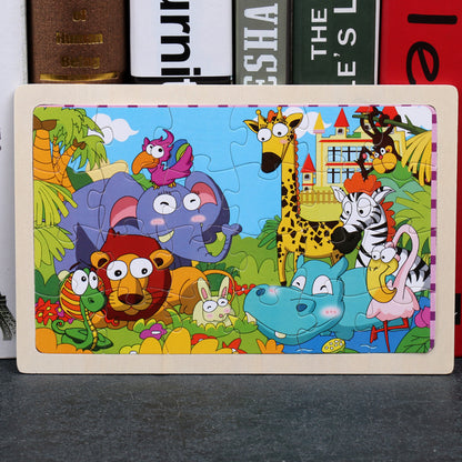 80PCS wooden educational animal puzzle