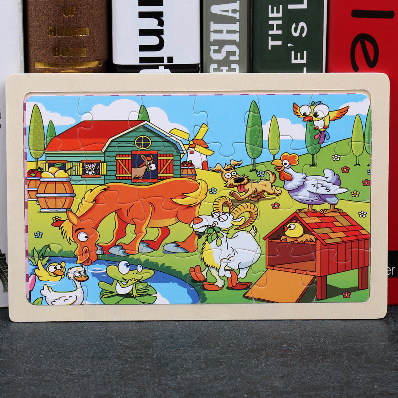 80PCS wooden educational animal puzzle